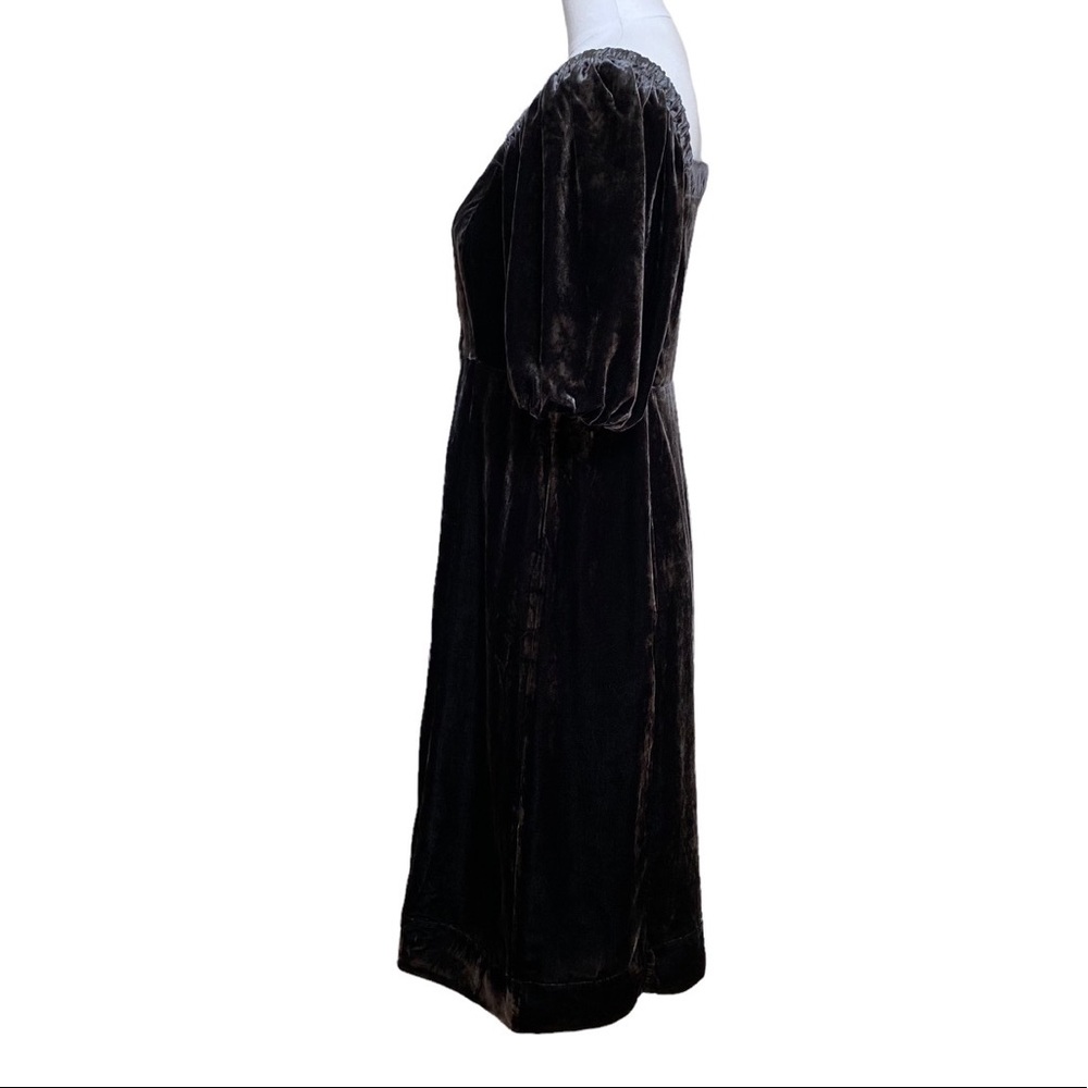 J. Crew Puff-sleeve Velvet Dress in Black NWT - Picture 11 of 14